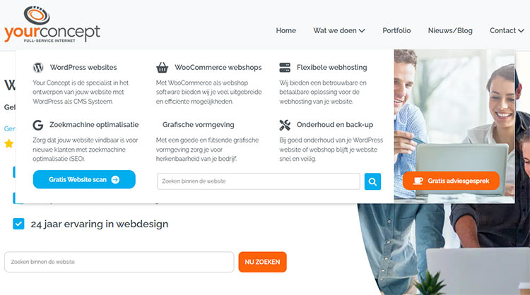 Voorbeeld beaver builder mega menu